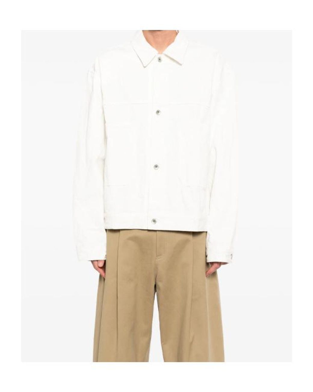 Studio Nicholson White Button-Up Denim Jacket for men