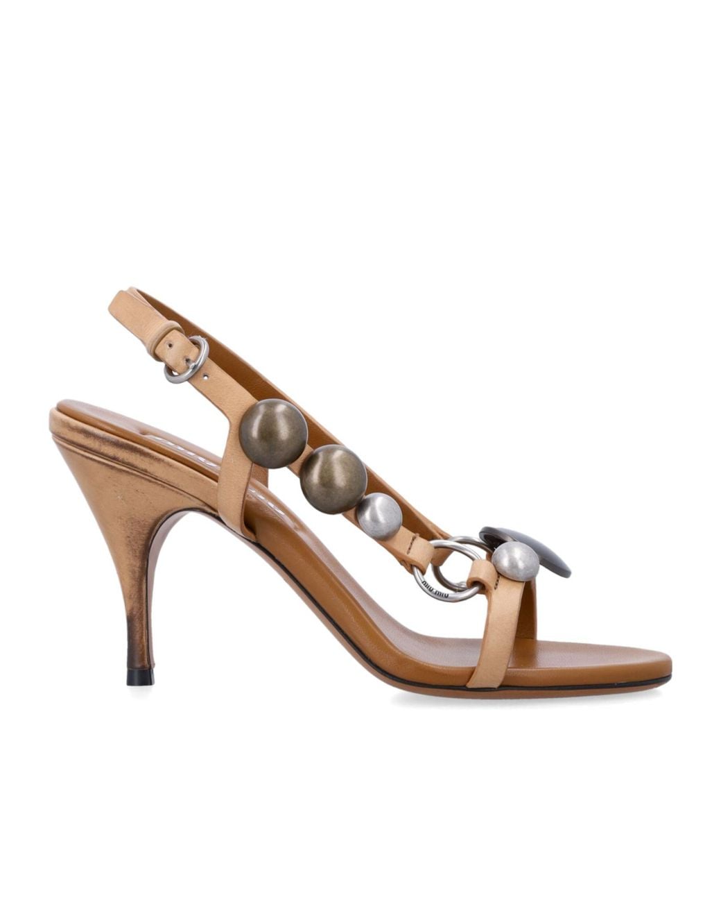 Miu Miu Metallic Ankle-Strap High-Heeled Sandals
