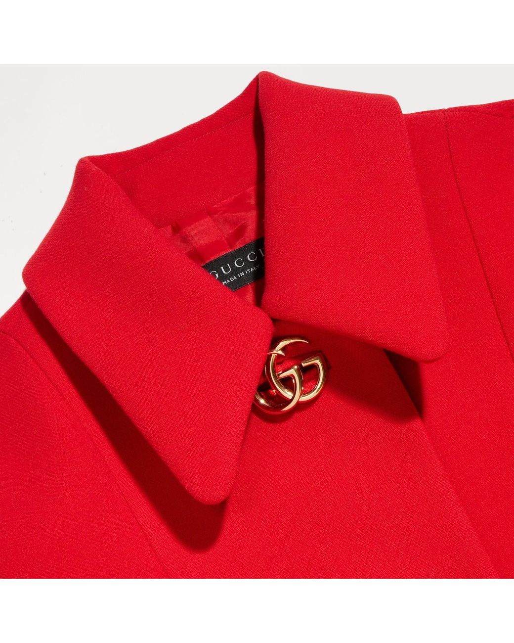 Gucci Red Crêpe Wool Jacket With Double G Button