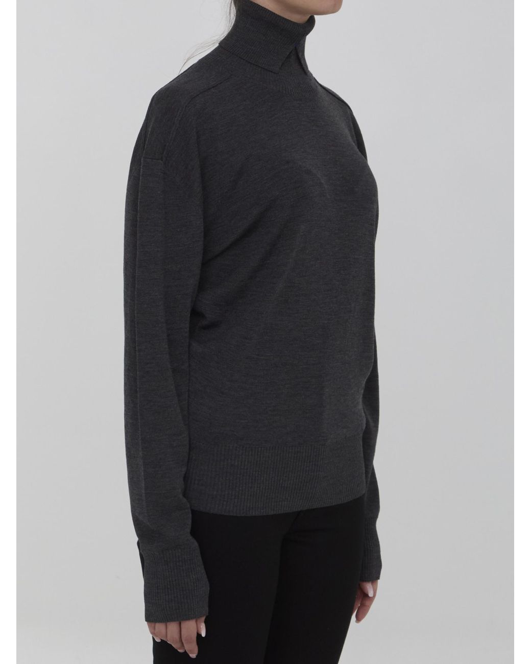 Burberry Black High-Neck Wool Knit Sweater
