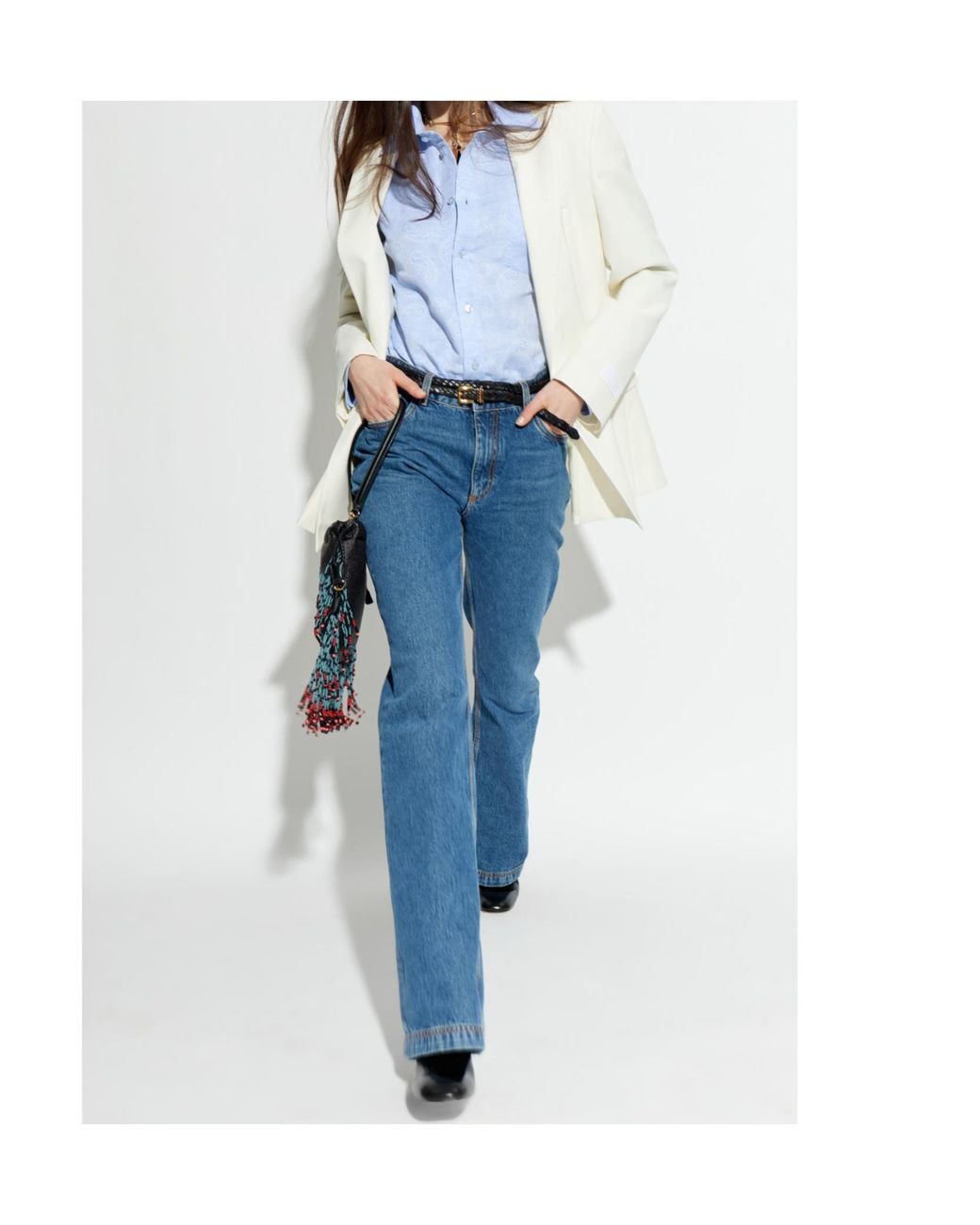 Etro Blue Paisley Printed Long Sleeved Shirt
