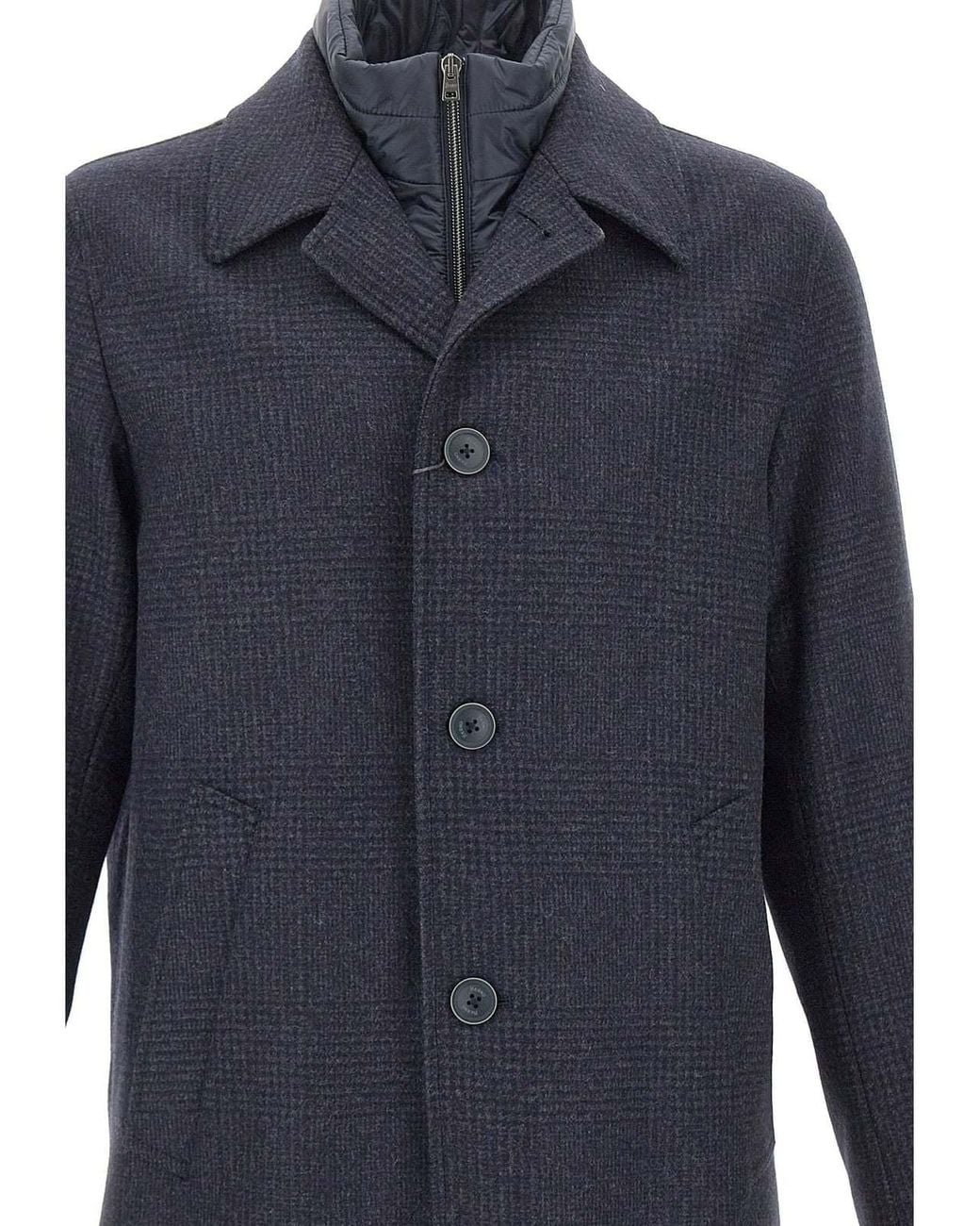 Herno Blue Checked Bib-Insert Coat for men