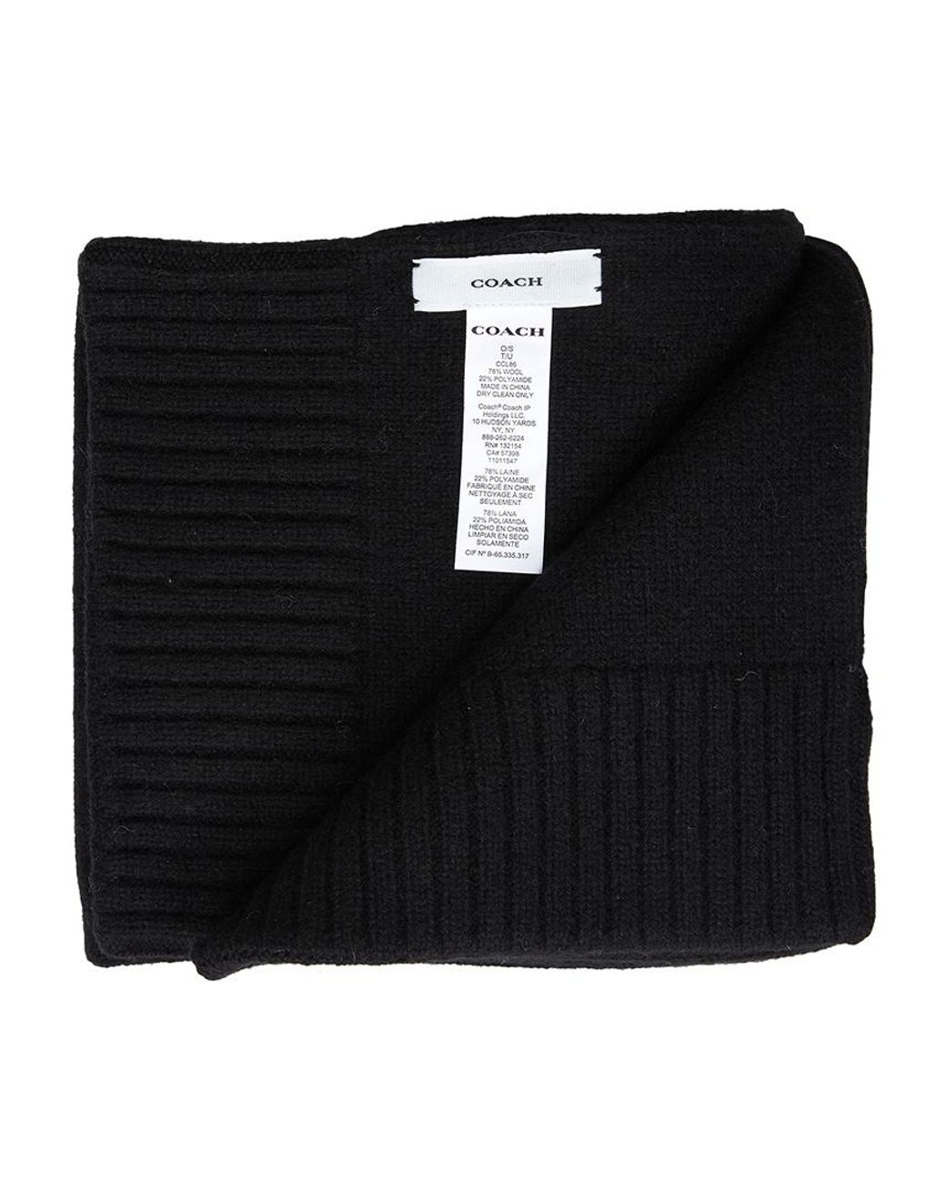 COACH Black Embossed Knit Muffler for men