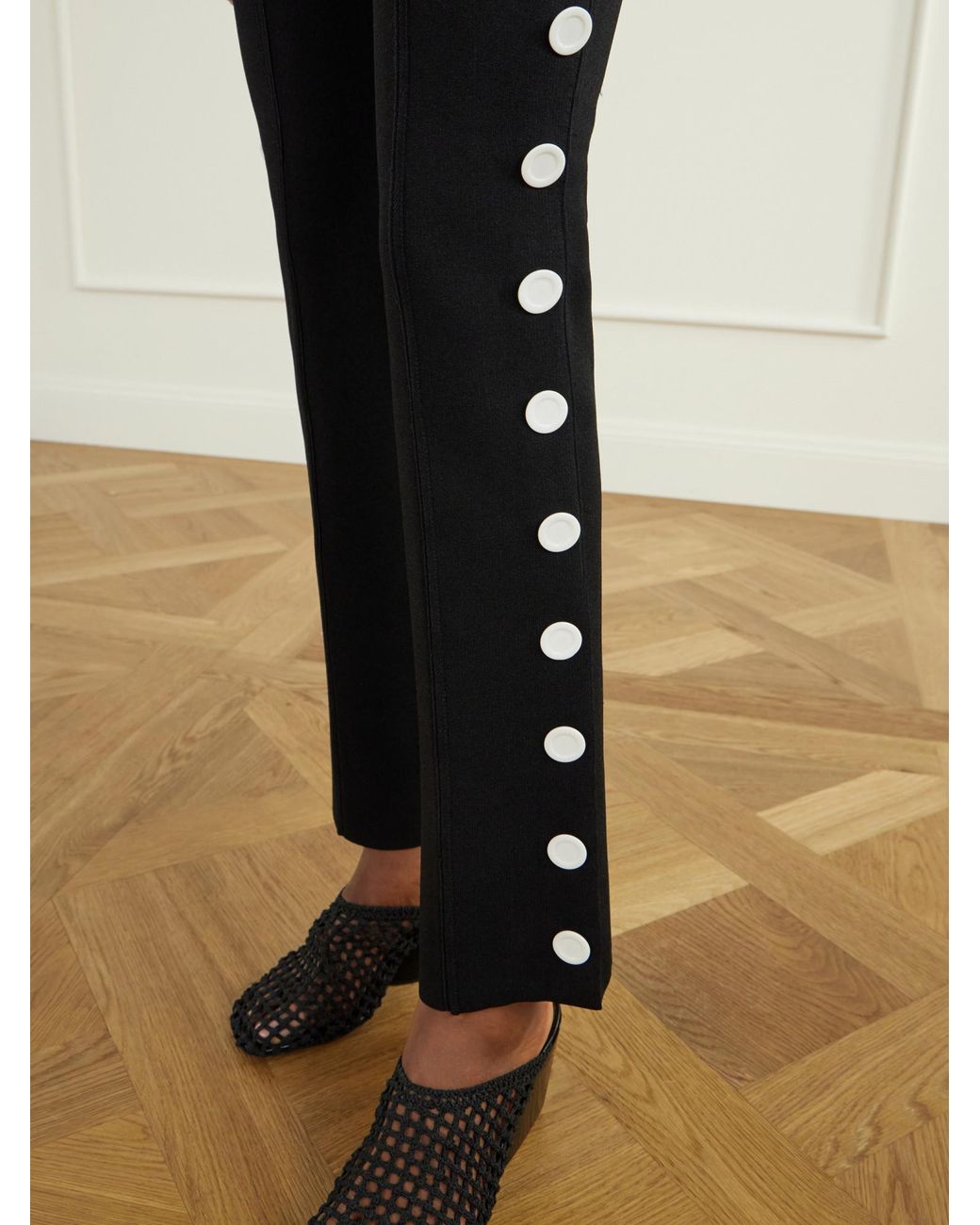 Proenza Schouler Black Martina Button-Embellished Stretch-Jersey Skinny Pants