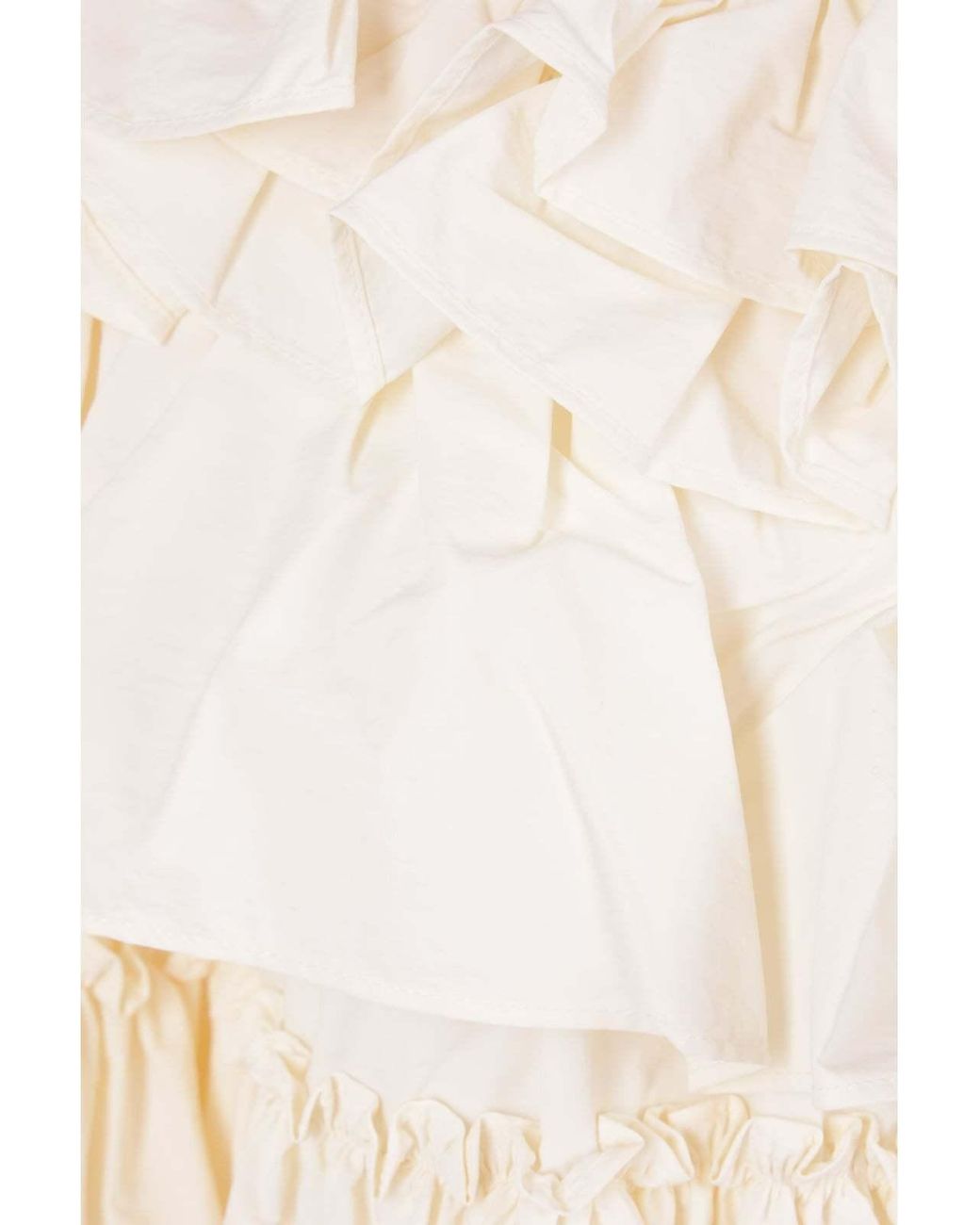Simone Rocha Natural Embroidered Asymmetric Ruffled Jersey Mini Skirt