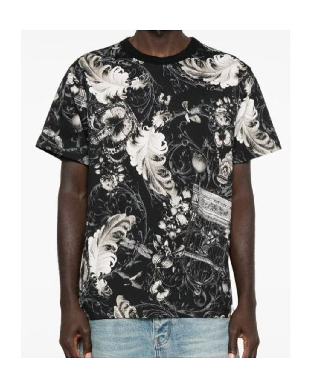 Versace Jeans Black Couture Graphic Printed Crewneck T-Shirt for men