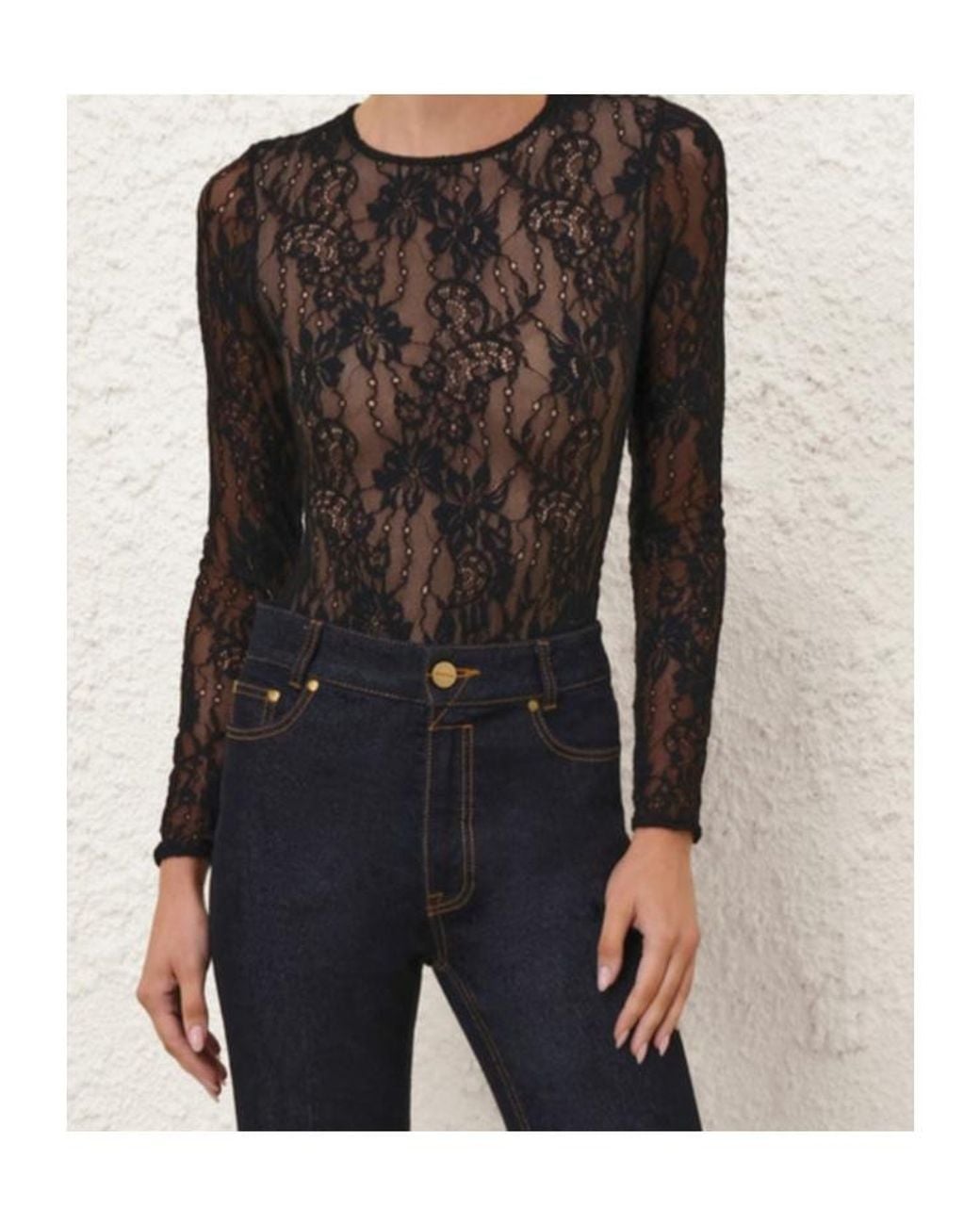 Zimmermann Black Lace Bodysuit