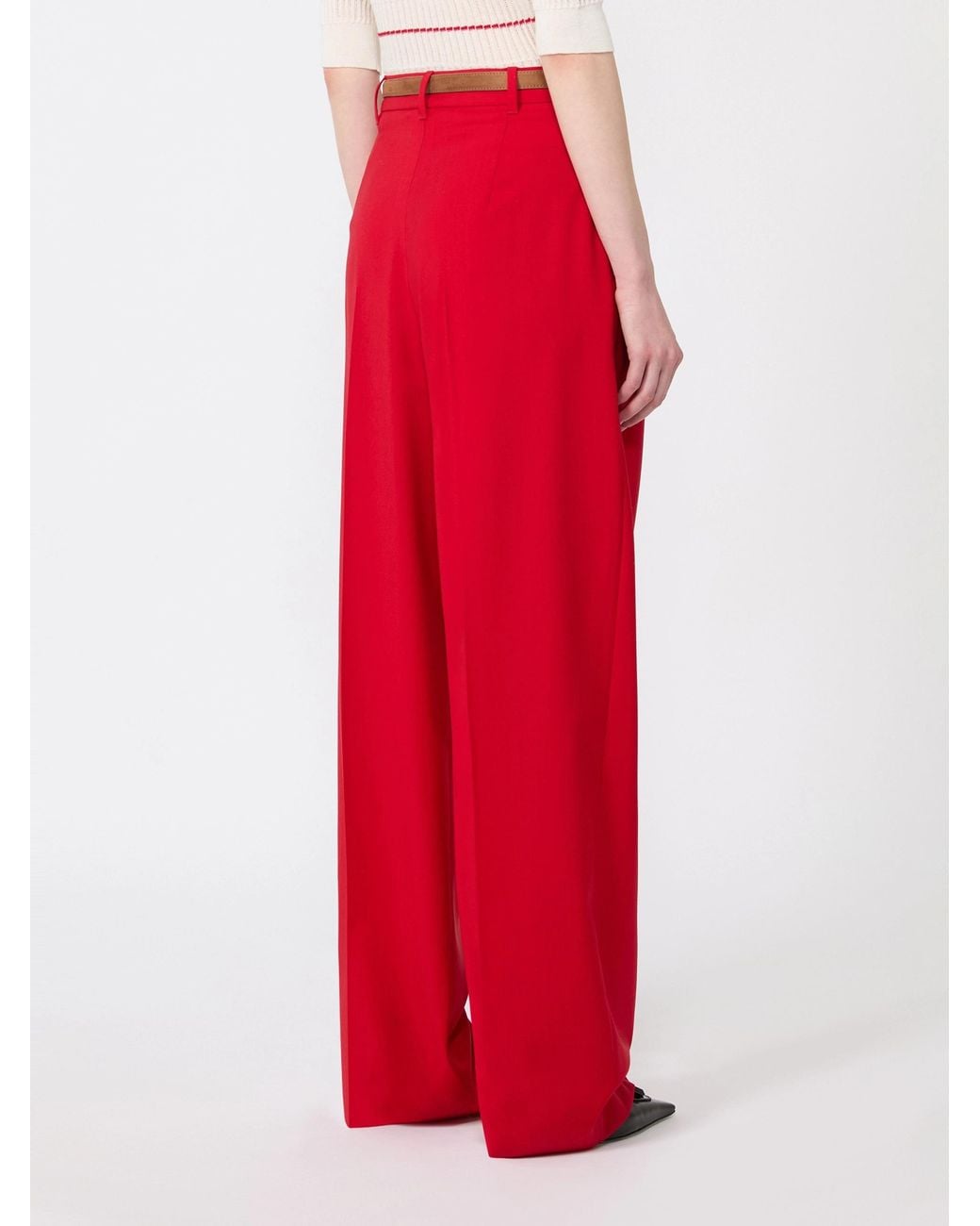 Max Mara Red Pleated Trousers