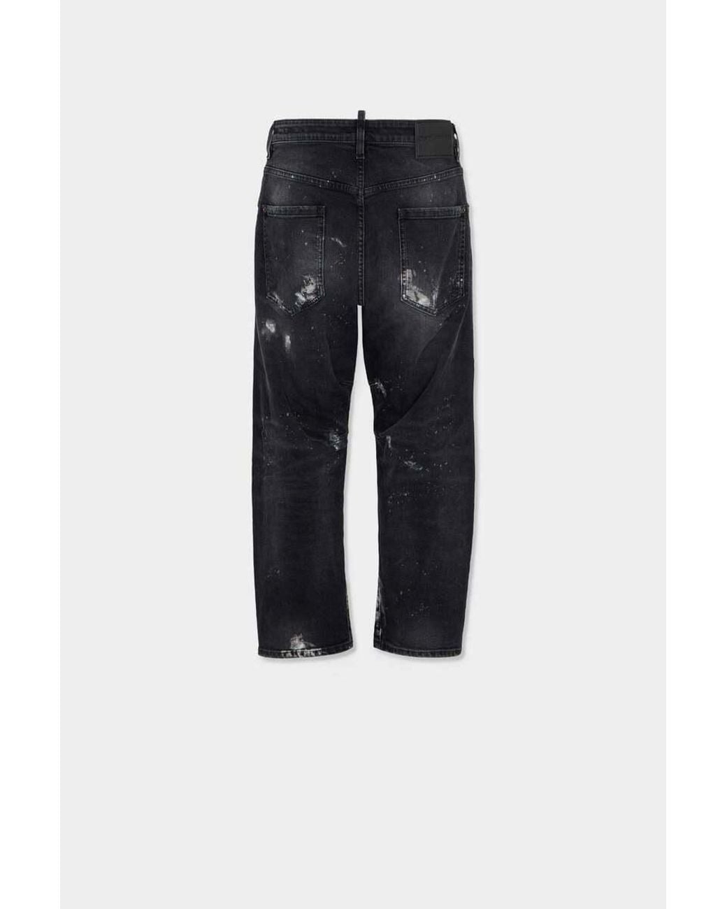 DSquared² Black Kawaii Paint-Splatter Jeans for men