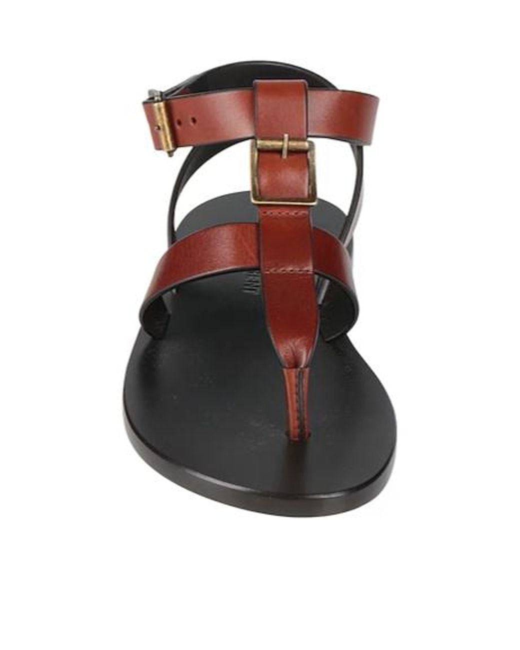 Saint Laurent Brown Minimalist Strappy Sandals