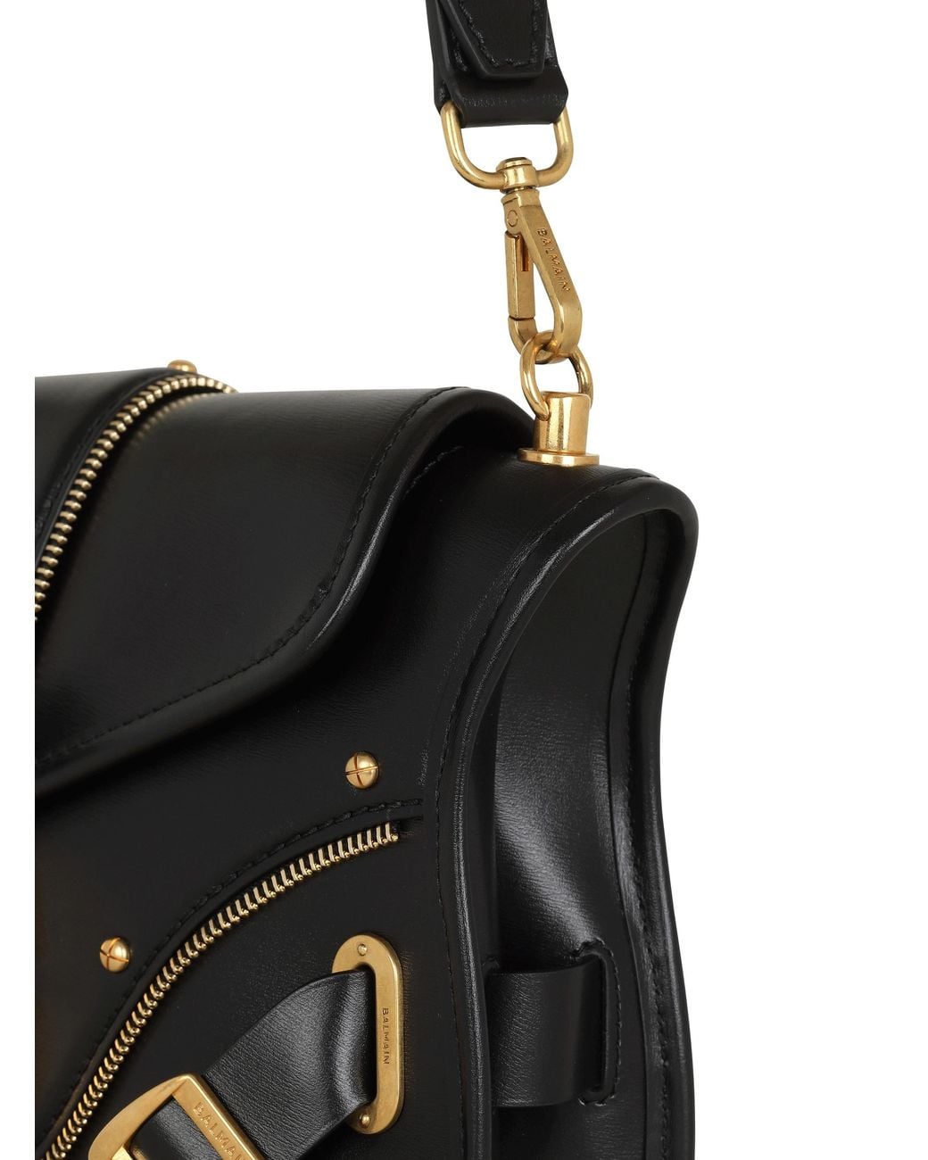 Balmain Black Smooth Leather Blaze Bag