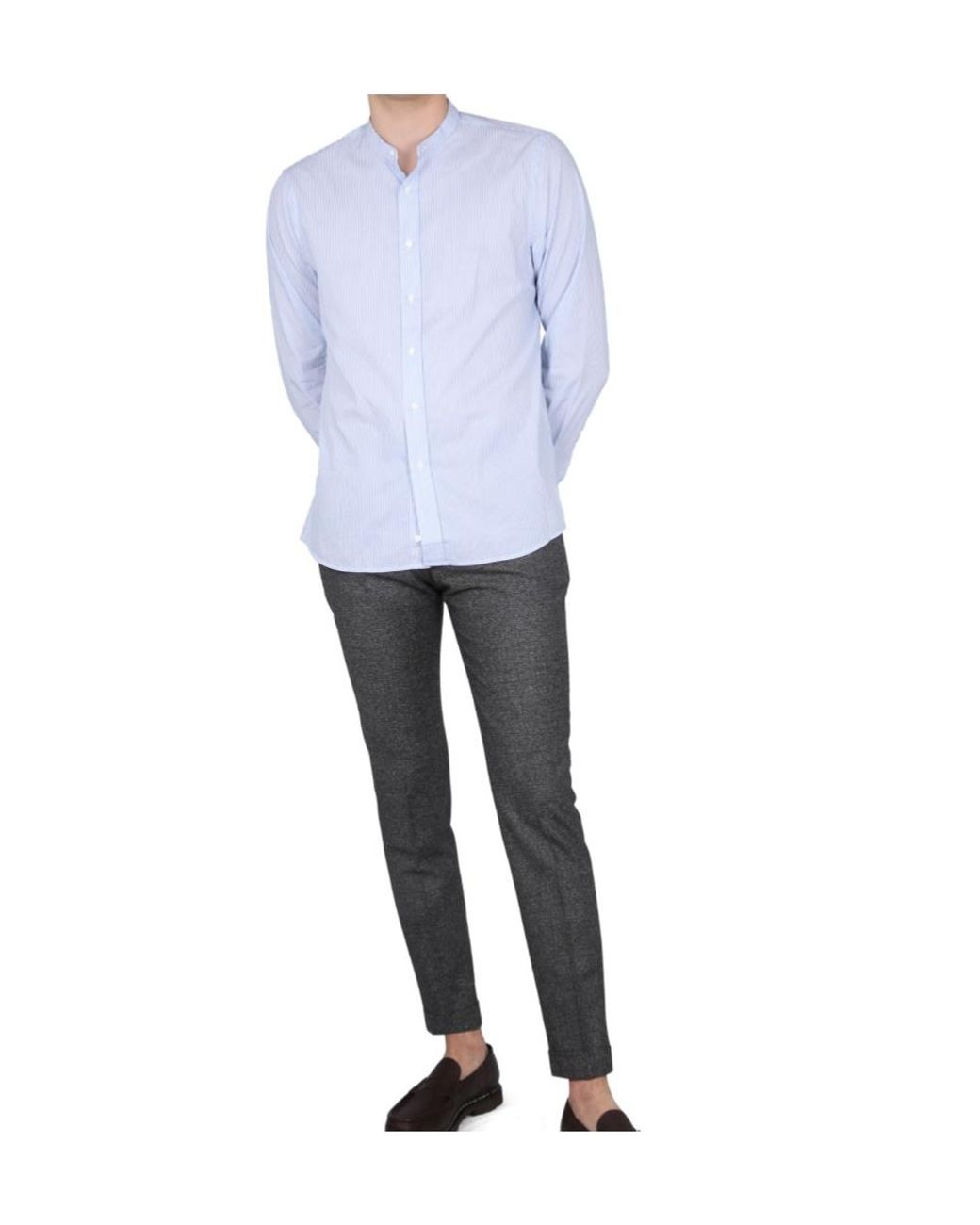 Aspesi Blue Striped Buttoned Shirt for men