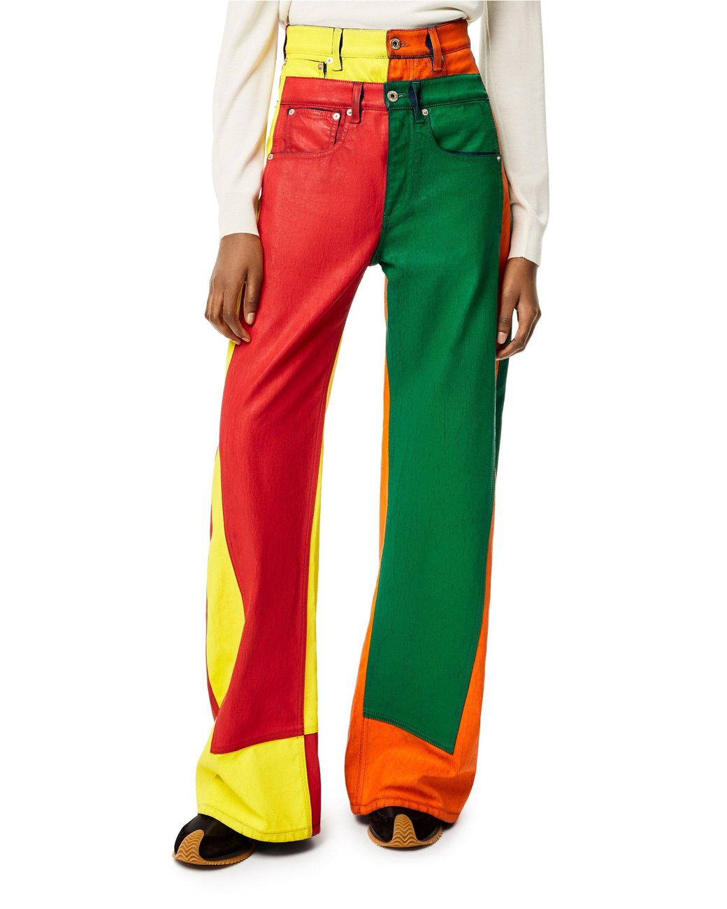 Loewe Red Multicolour Patchwork Jeans
