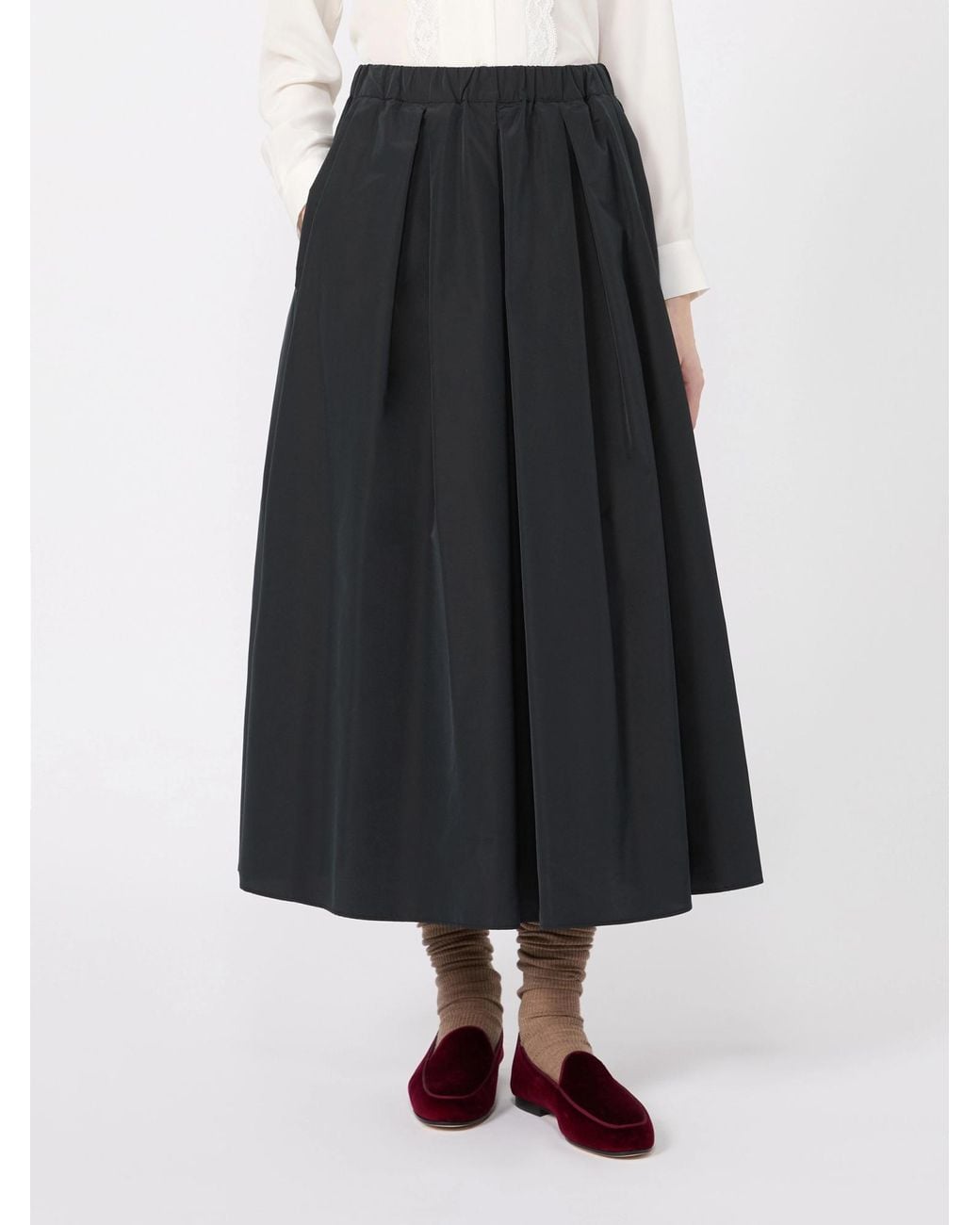 Weekend by Maxmara Black Long Taffeta Skirt