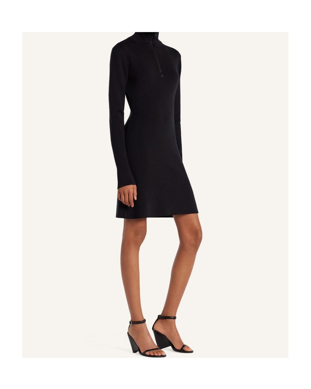 Courreges Black Courrèges Zipped Mockneck Dress