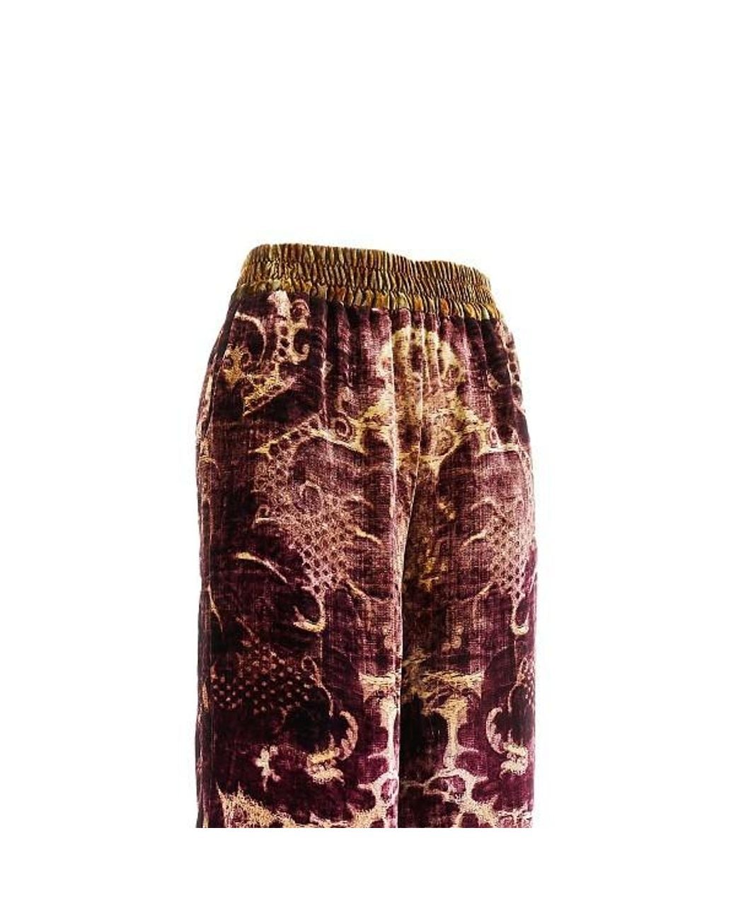 Pierre Louis Mascia Red Damask-Print Velvet Trousers
