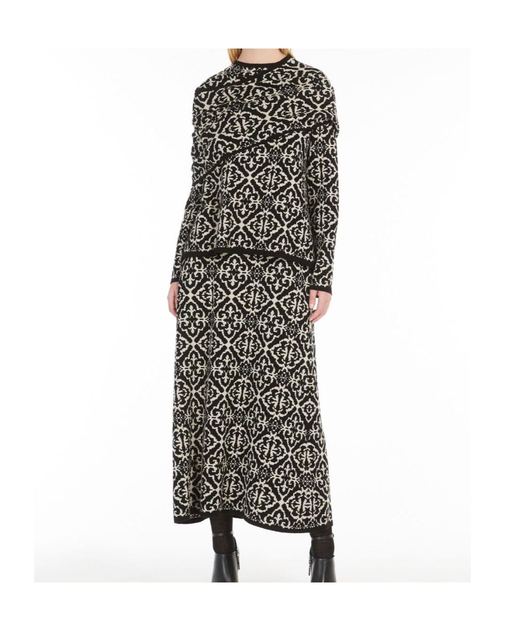 Max Mara Black Wool And Cashmere Jacquard Sweater