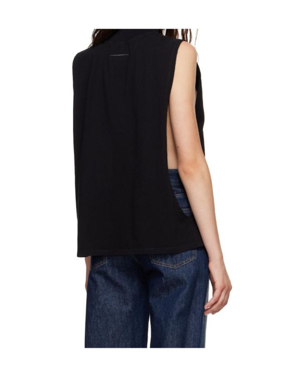 MM6 by Maison Margiela Black Cotton Jersey Sleeveless Top
