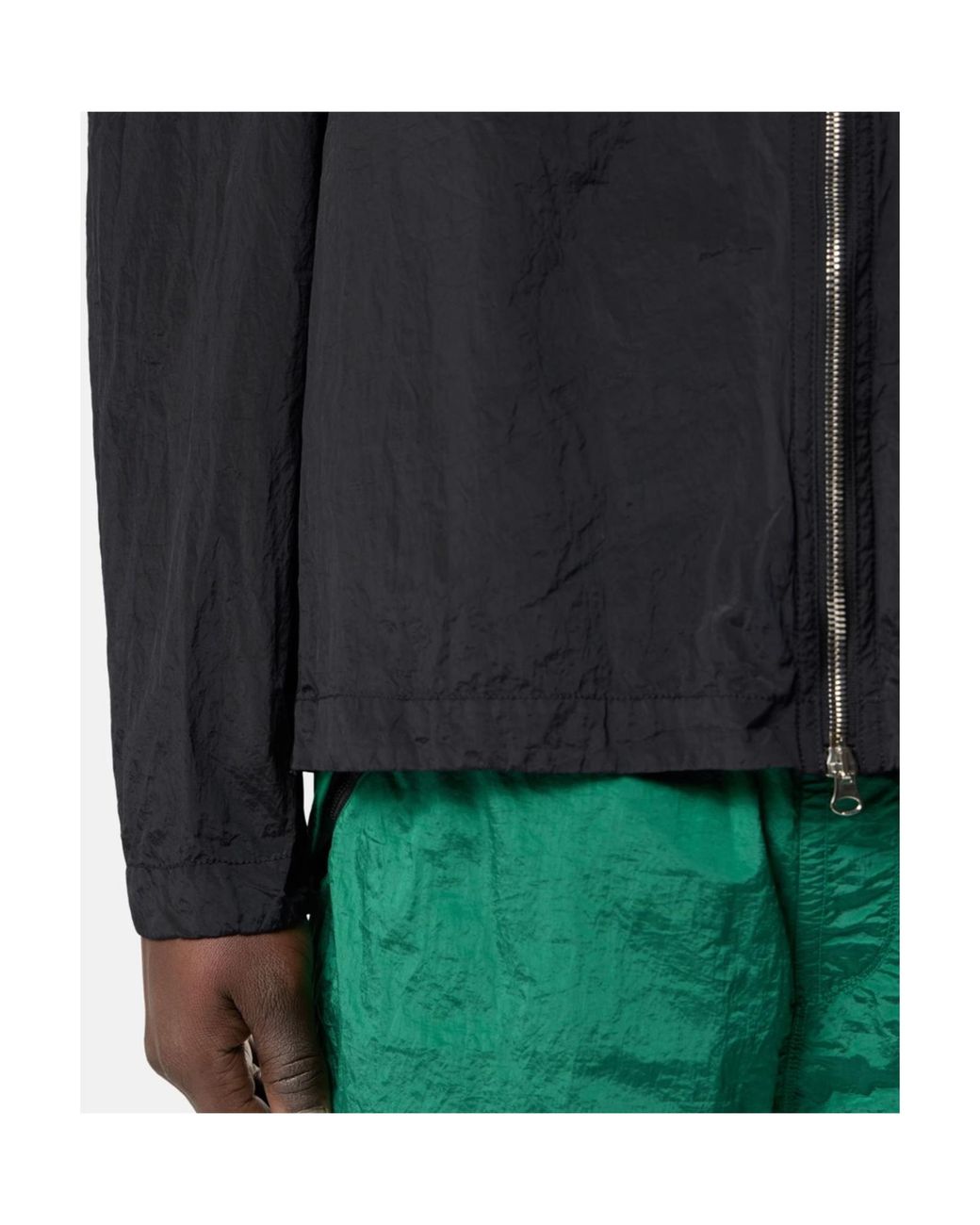Stone Island Black Large Vertical Chest Pocket Jacket With Adjustable Cuffs for men