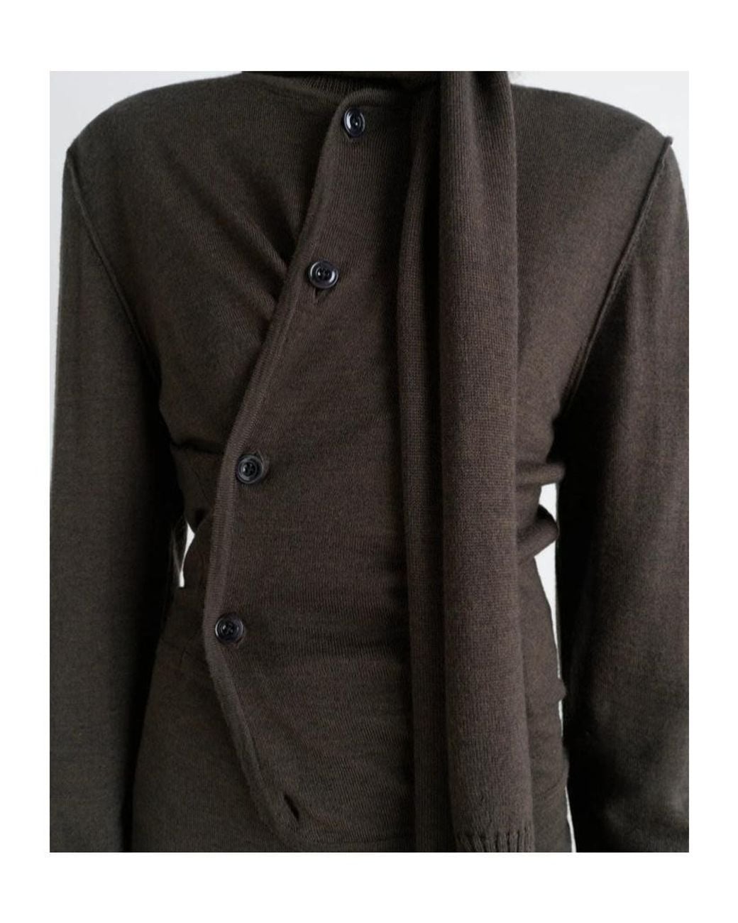Lemaire Black Scarf Detailed Buttoned Knitted Cardigan