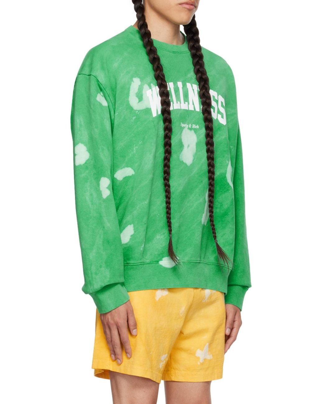 Sporty & Rich Green Wellness Tie-Dye Sweatshirt for men