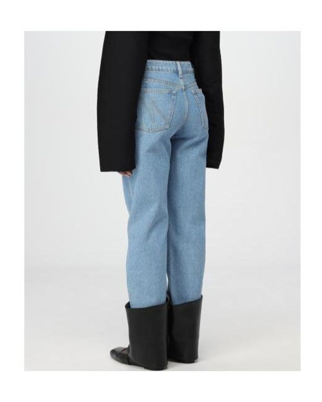 Nanushka Blue Turn-Up Detailed Straight-Leg Jeans
