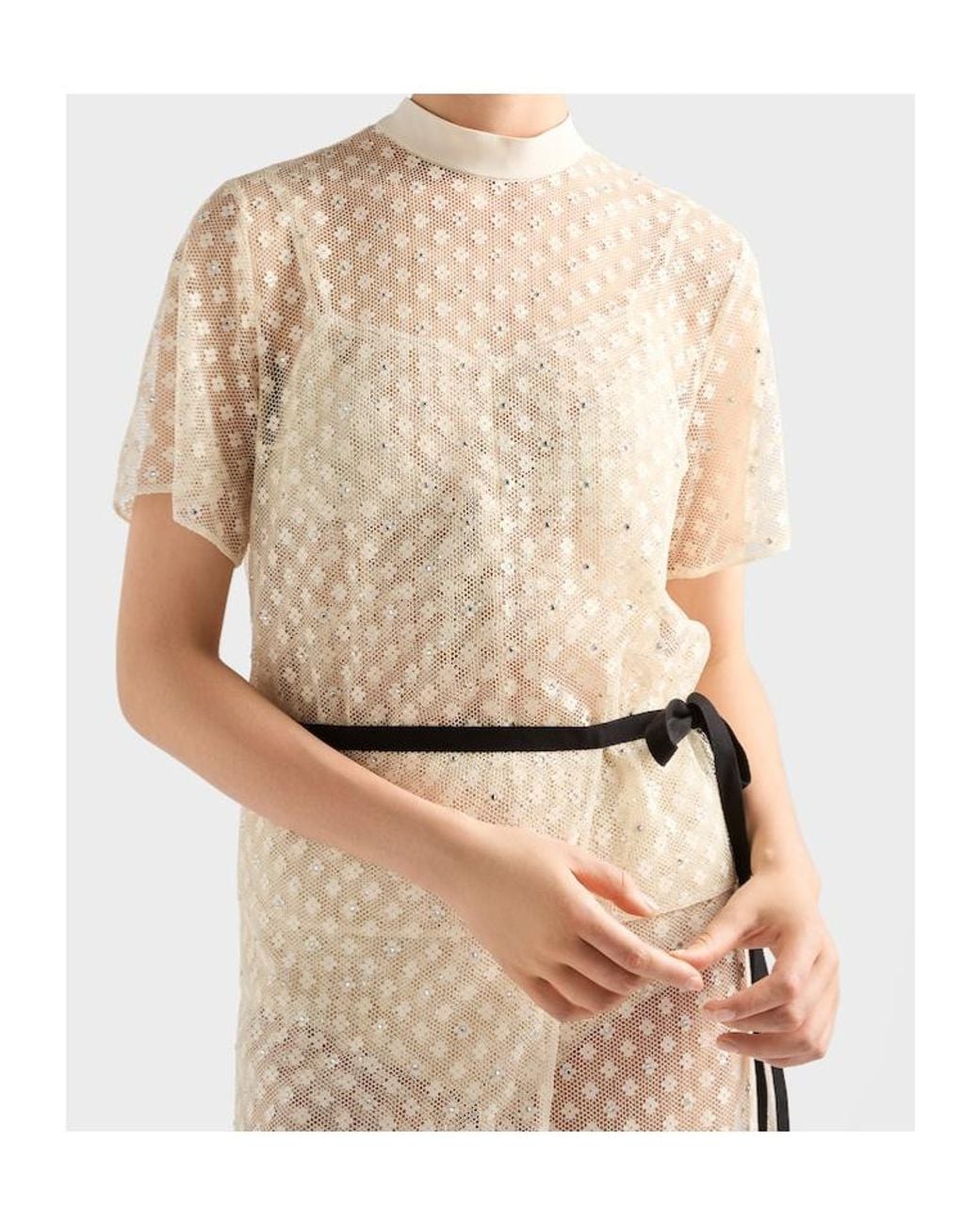 Prada White Embroidered Lace Top