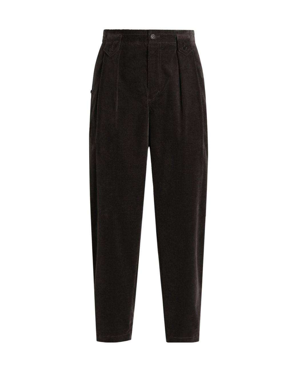 Dolce & Gabbana Black Pleated Velvet Trousers for men