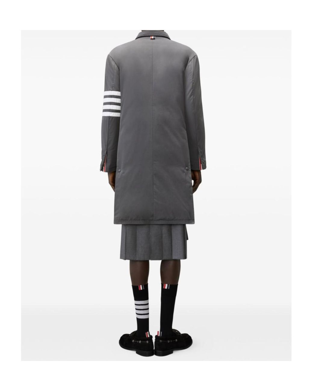 Thom Browne Gray 4-Bar Down-Filled Overcoat for men