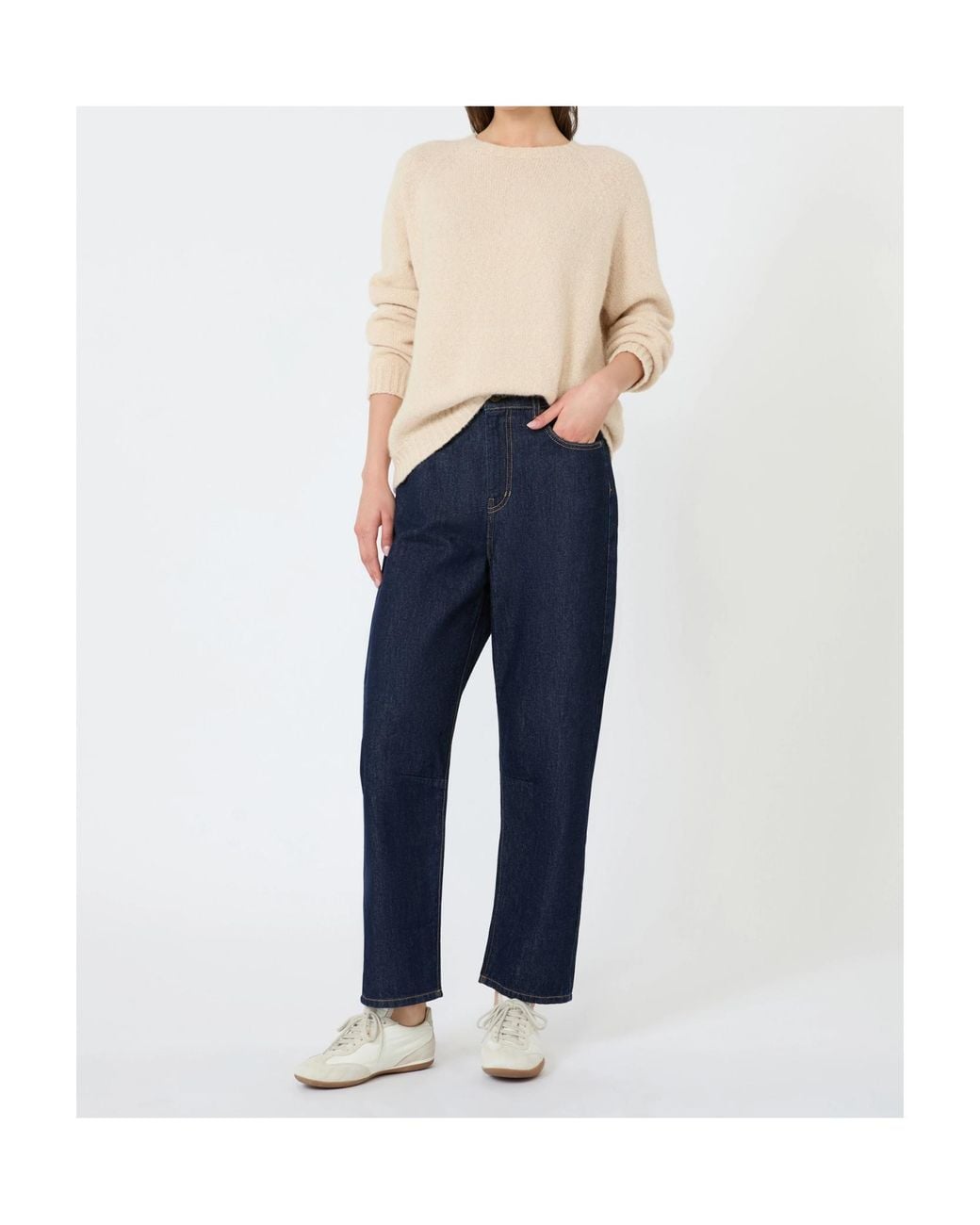 Weekend by Maxmara Natural Ribbed Crew Neck Knitted Sweater