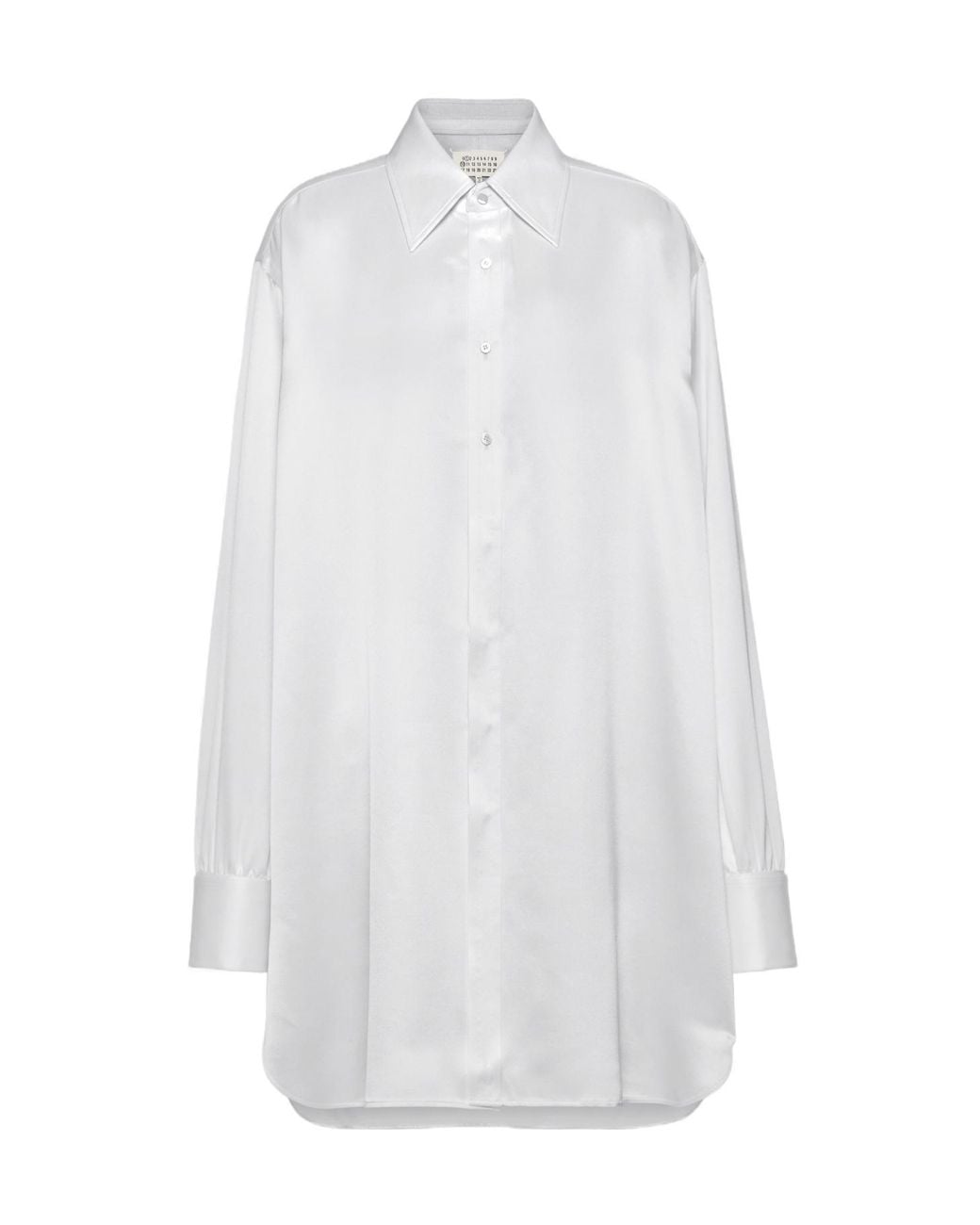 Maison Margiela White Long-Sleeved Buttoned Satin Shirt