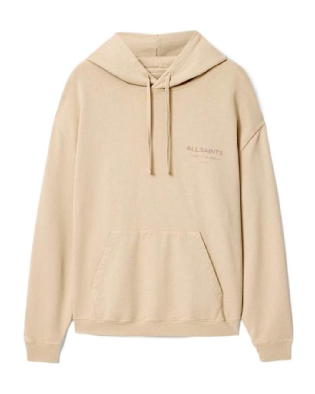 AllSaints Natural Xander Long Sleeve Cotton Hoodie for men