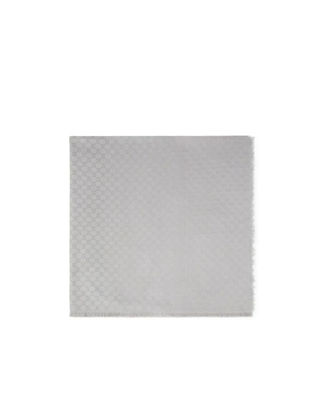 Gucci Gray Monogrammed Fringed Scarf