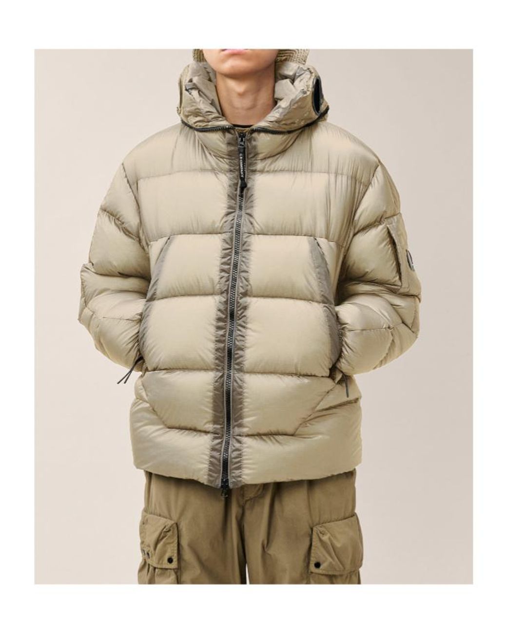 C P Company Natural Explorer Hooded Down Jacket for men