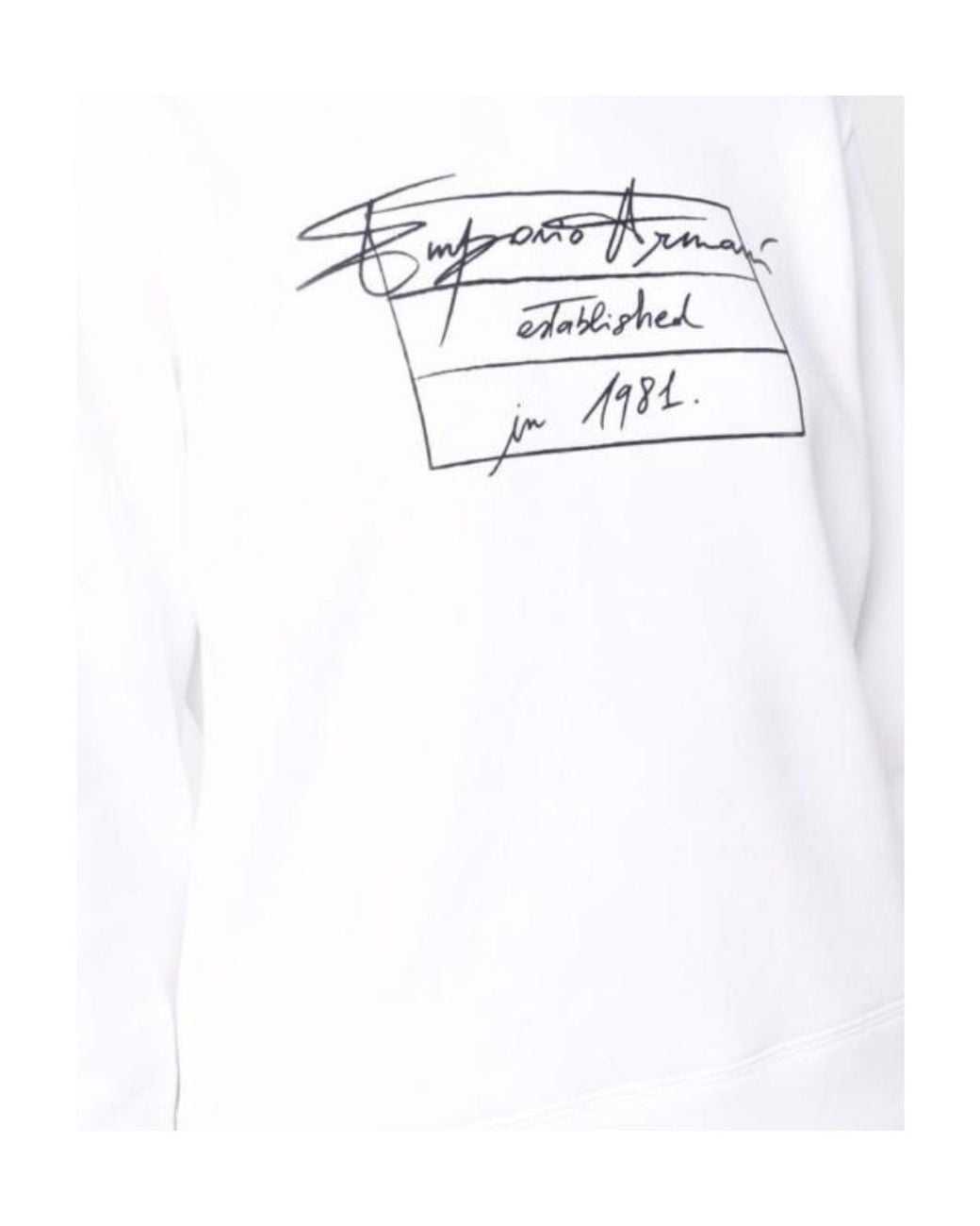 Emporio Armani White Graphic-Print Cotton-Blend Sweatshirt