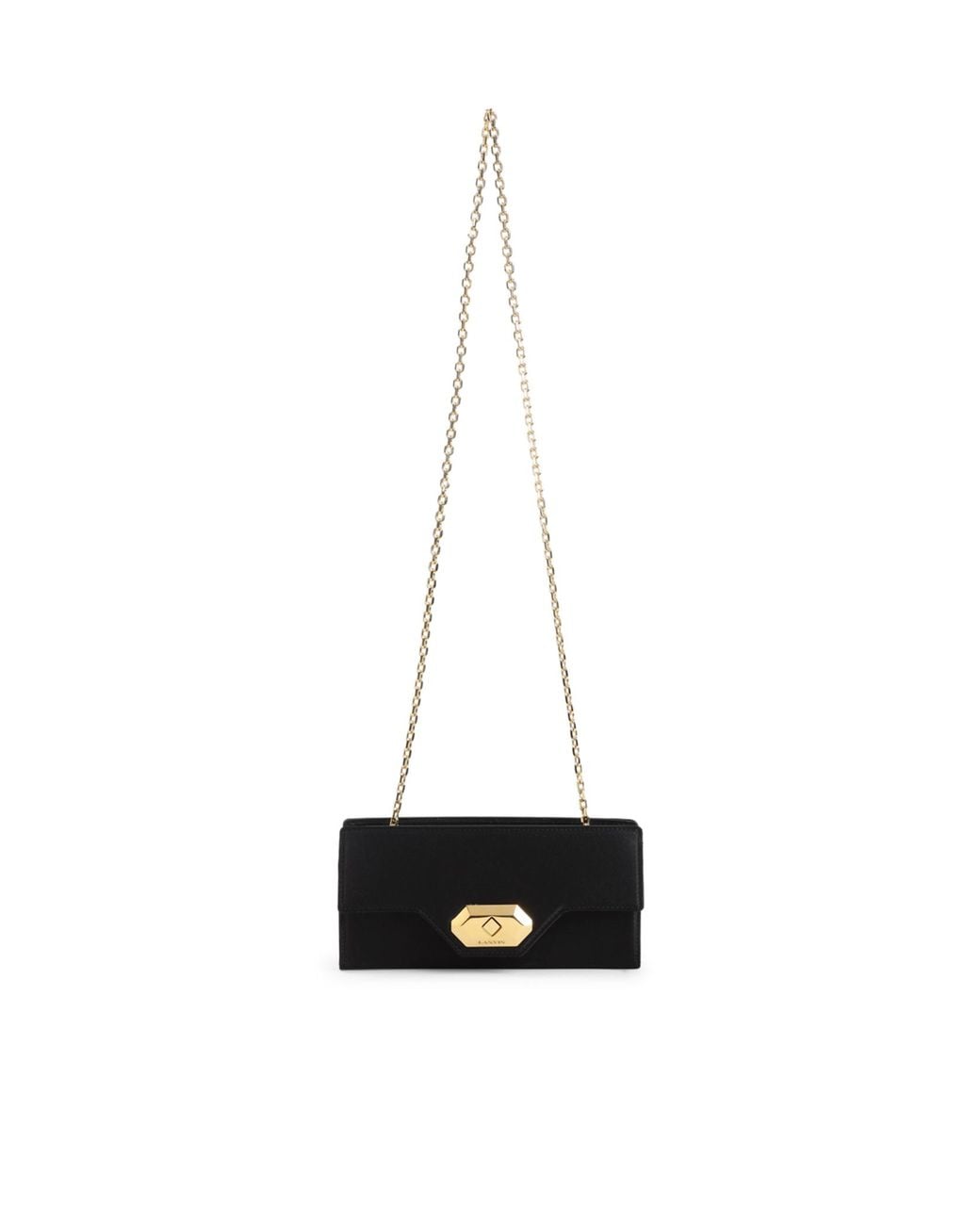 Lanvin Black Flap Top Chain Detail Clutch Bag