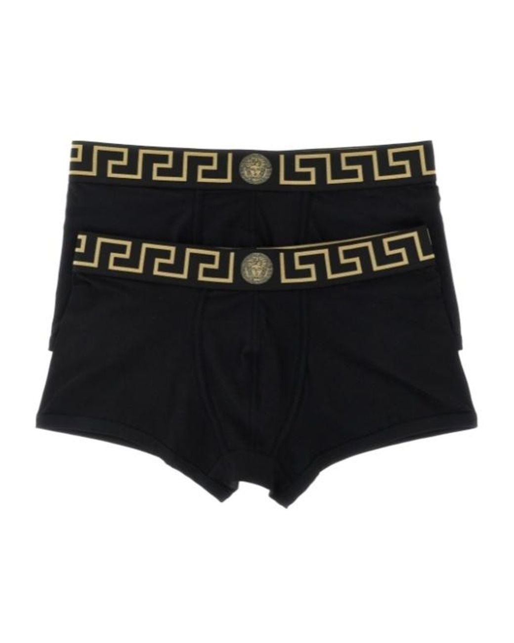 Versace Black Greca Logo 2-Pack Boxer Briefs for men