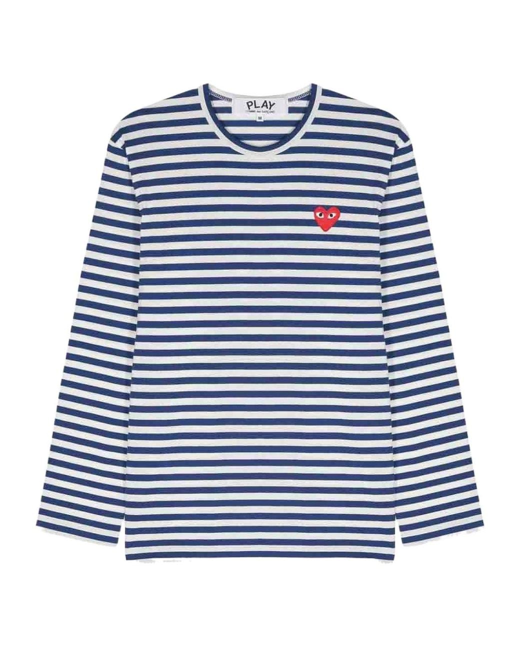 COMME DES GARÇONS PLAY Blue Striped T-Shirt