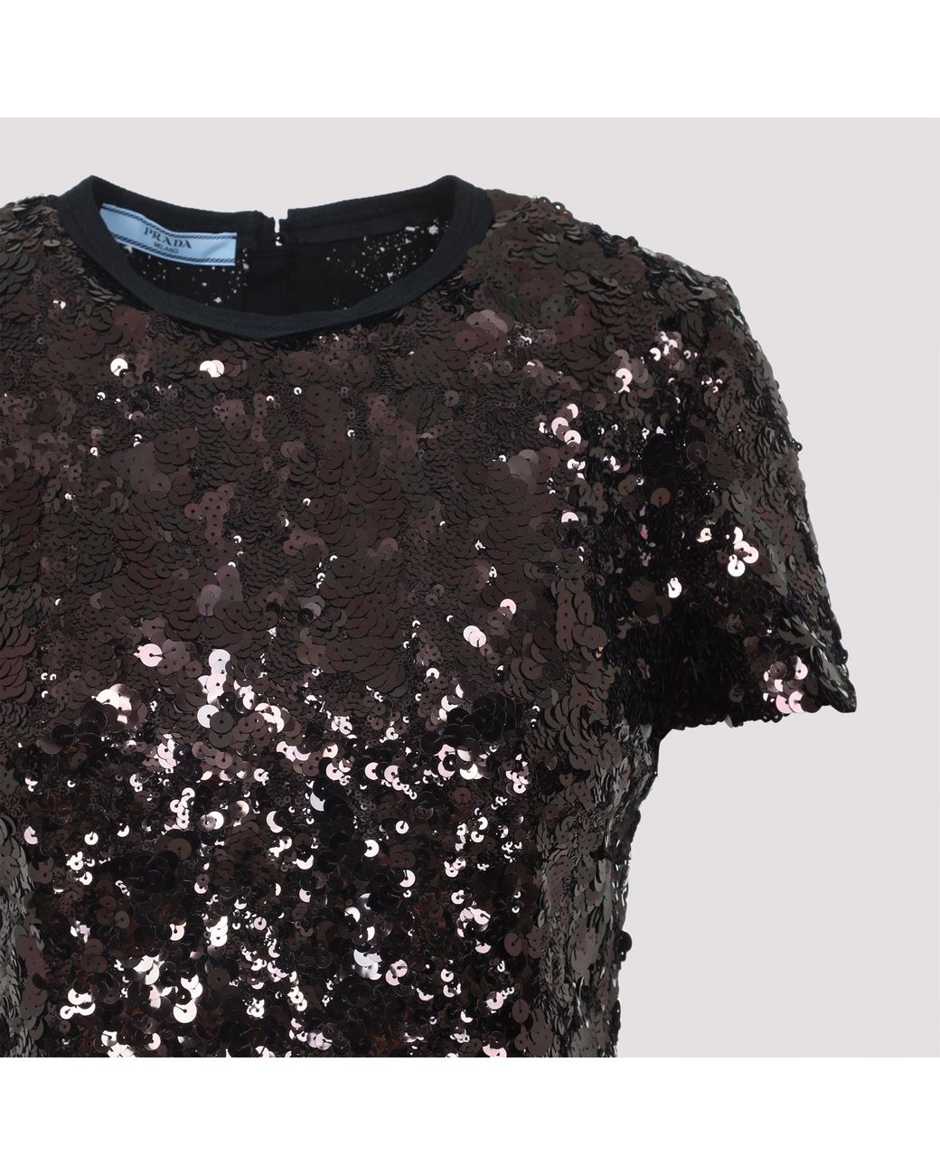 Prada Black Sequin Embellished Crewneck T-Shirt
