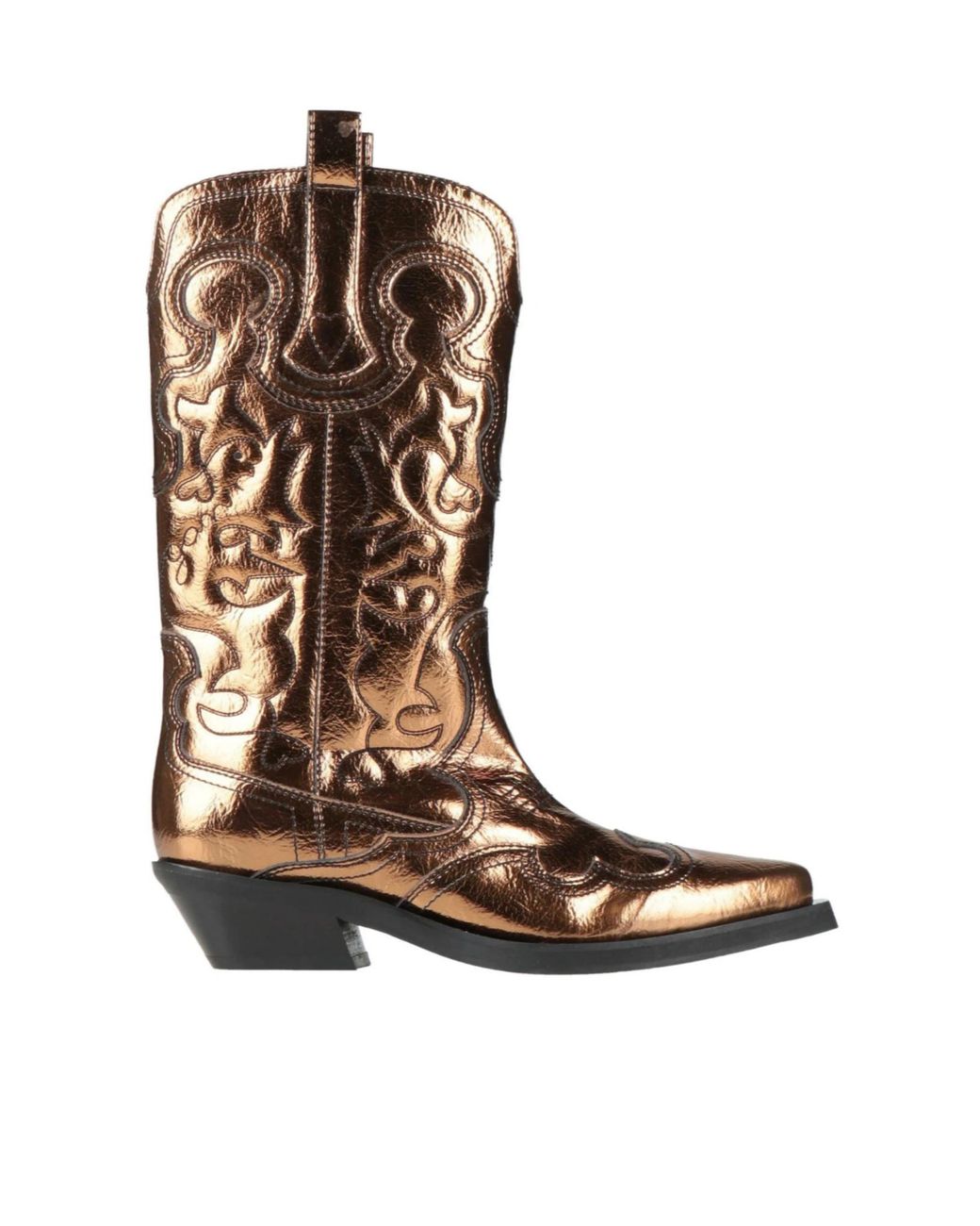 Ganni White Simple Metallic-Colored Cowboy Boots