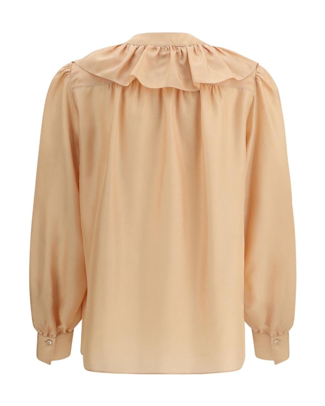 Chloé Natural Chloé Ruffle Detailed Long-Sleeve Shirt