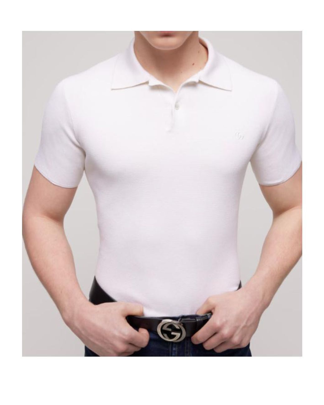 Gucci White Silk Cotton Polo Shirt With Embroidery for men