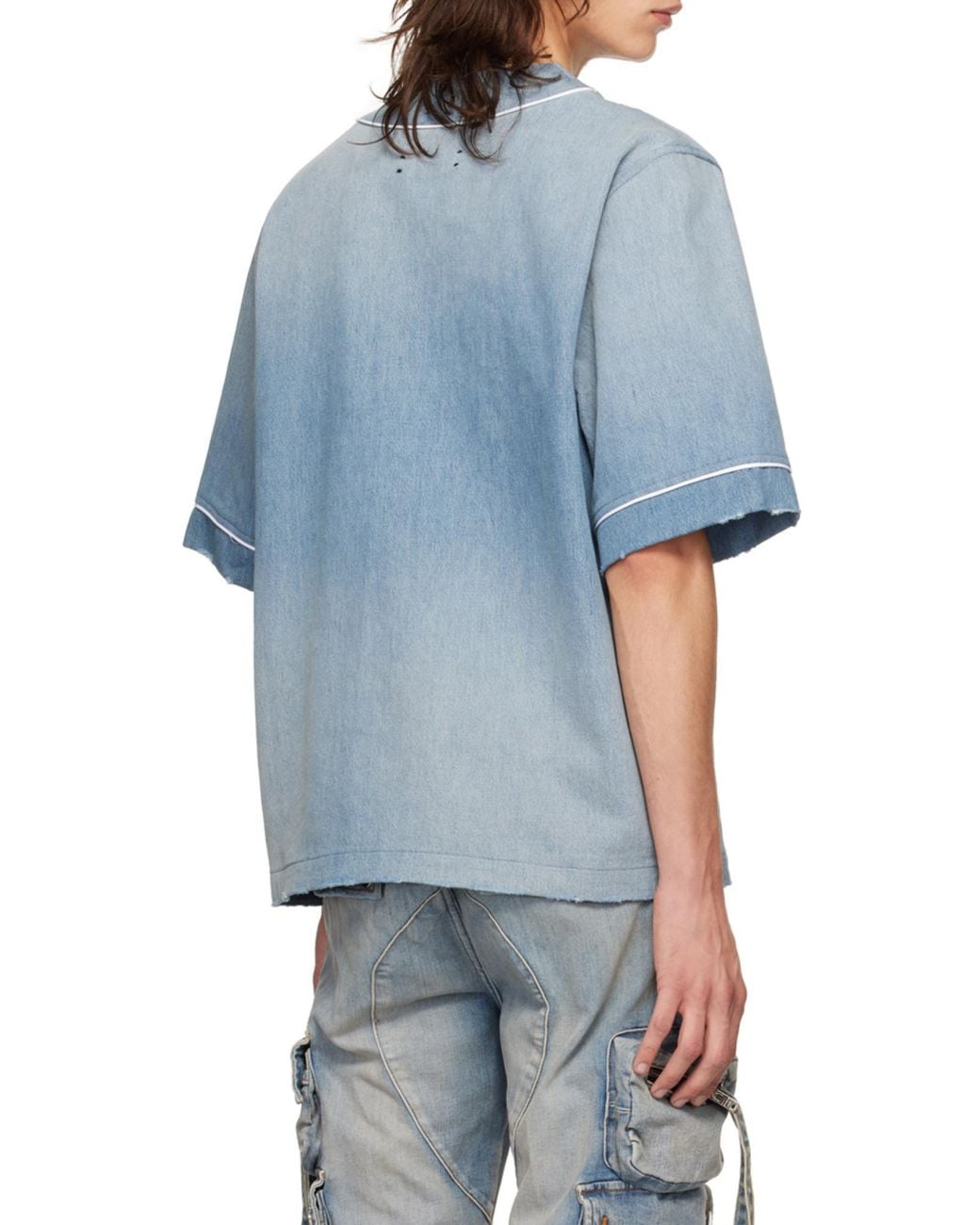 Amiri Blue Logo Printed Denim Shirt for men
