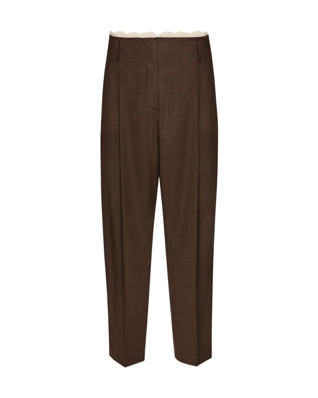 Magda Butrym Brown Lace-Detail Tapered Trousers