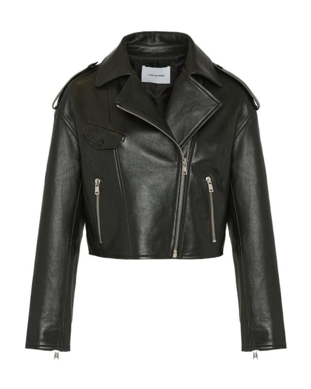Yves Salomon Black Lambskin Biker Jacket