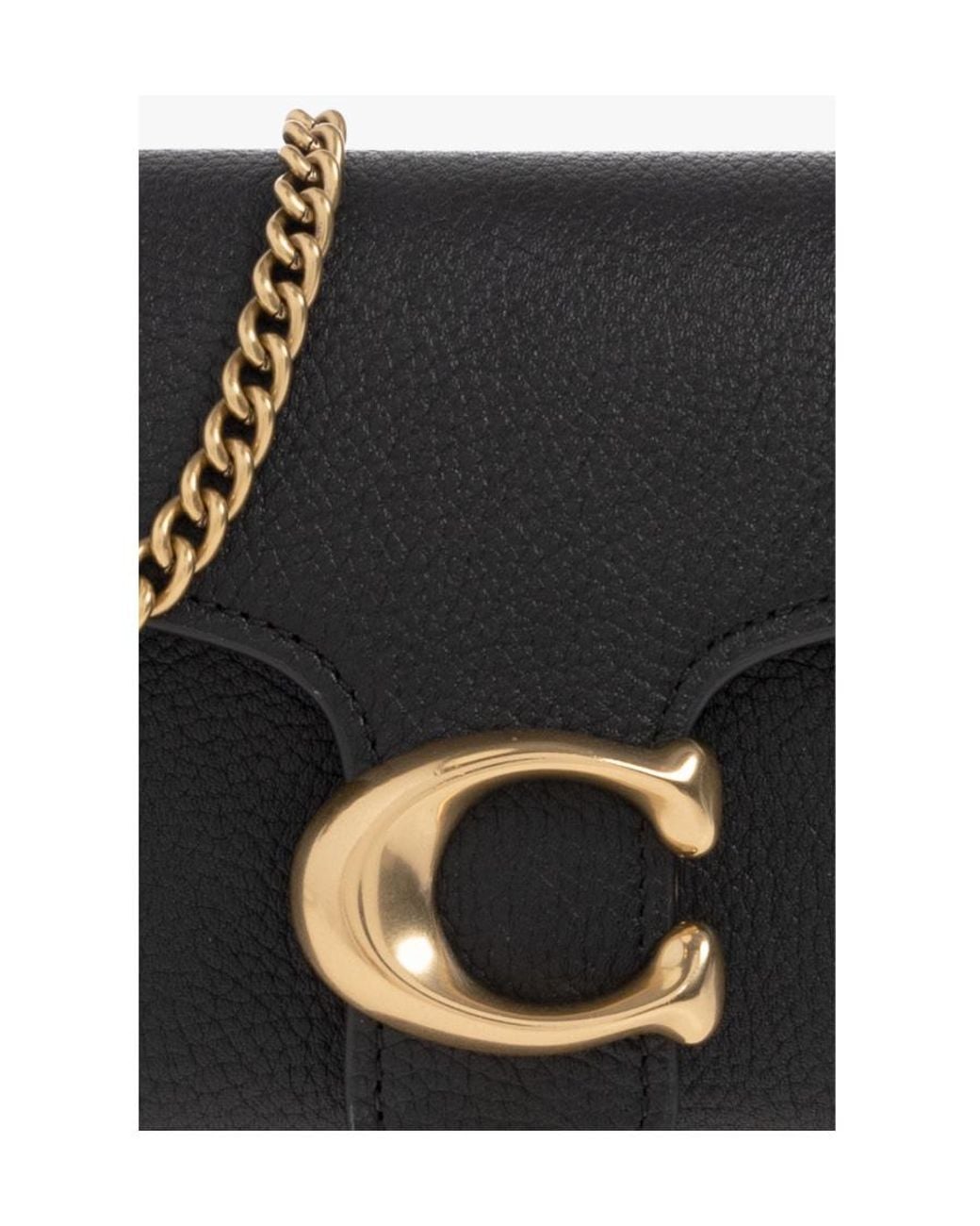 COACH Black Tabby Logo Plaque Chain-Linked Crossbody Bag