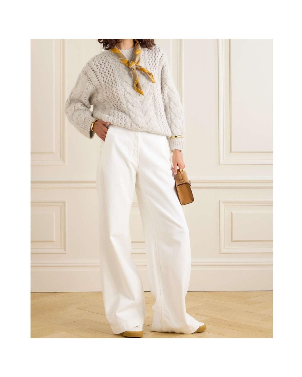 Brunello Cucinelli White Chunky-Knit Crewneck Jumper
