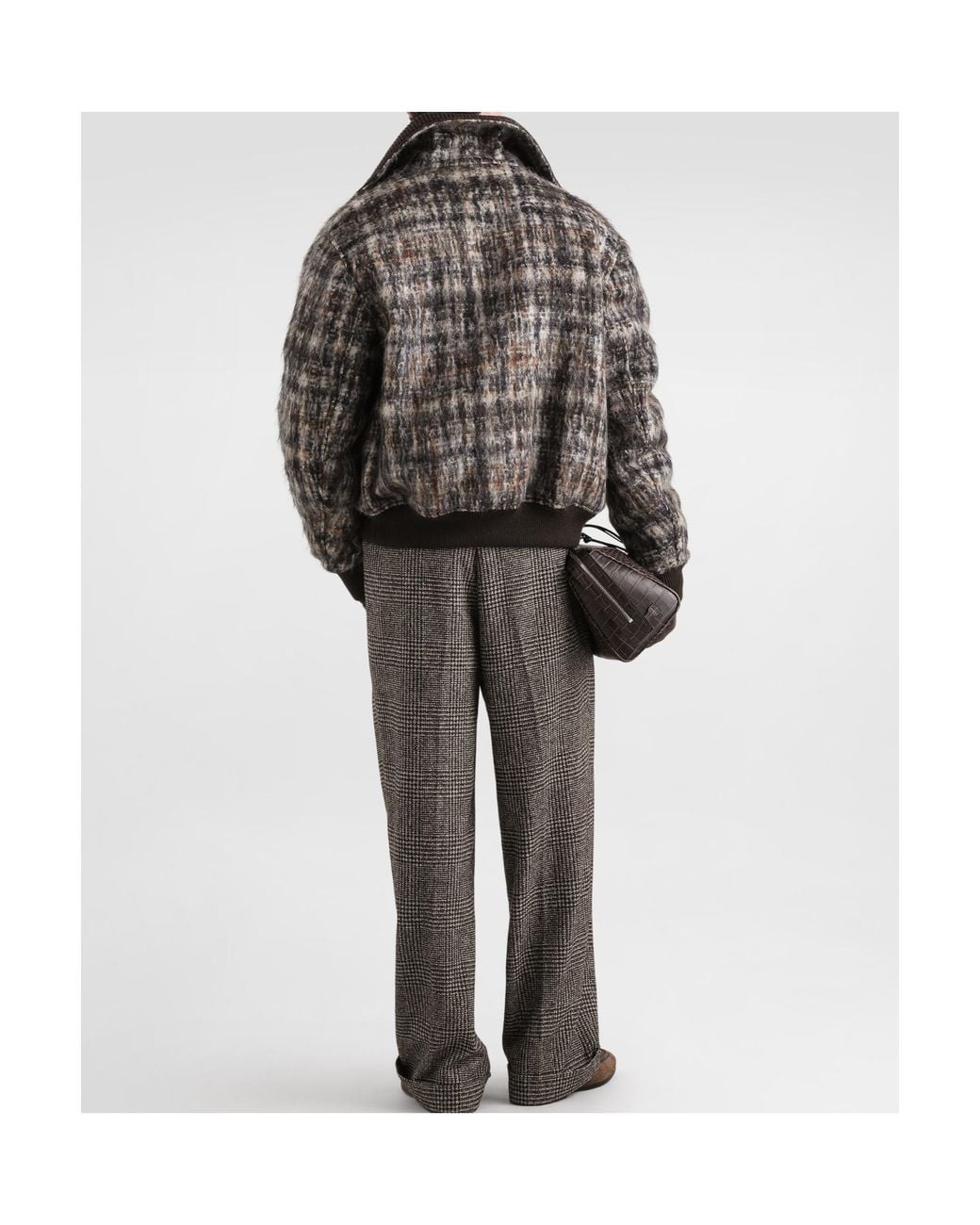 Dolce & Gabbana Gray Checked Bomber Jacket for men