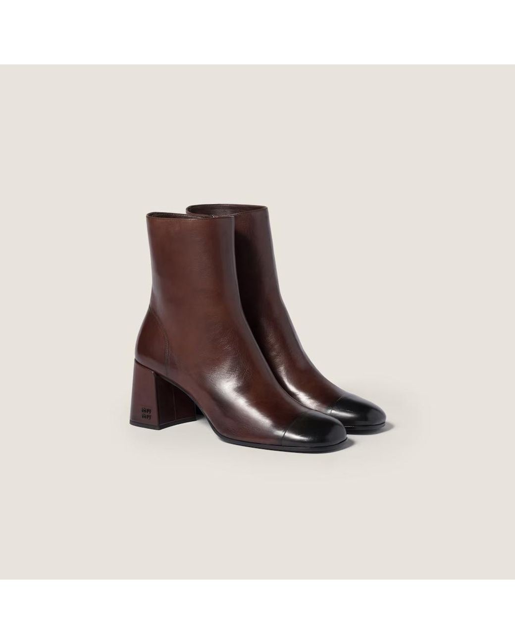 Miu Miu Brown Round-Toe Ankle Boots
