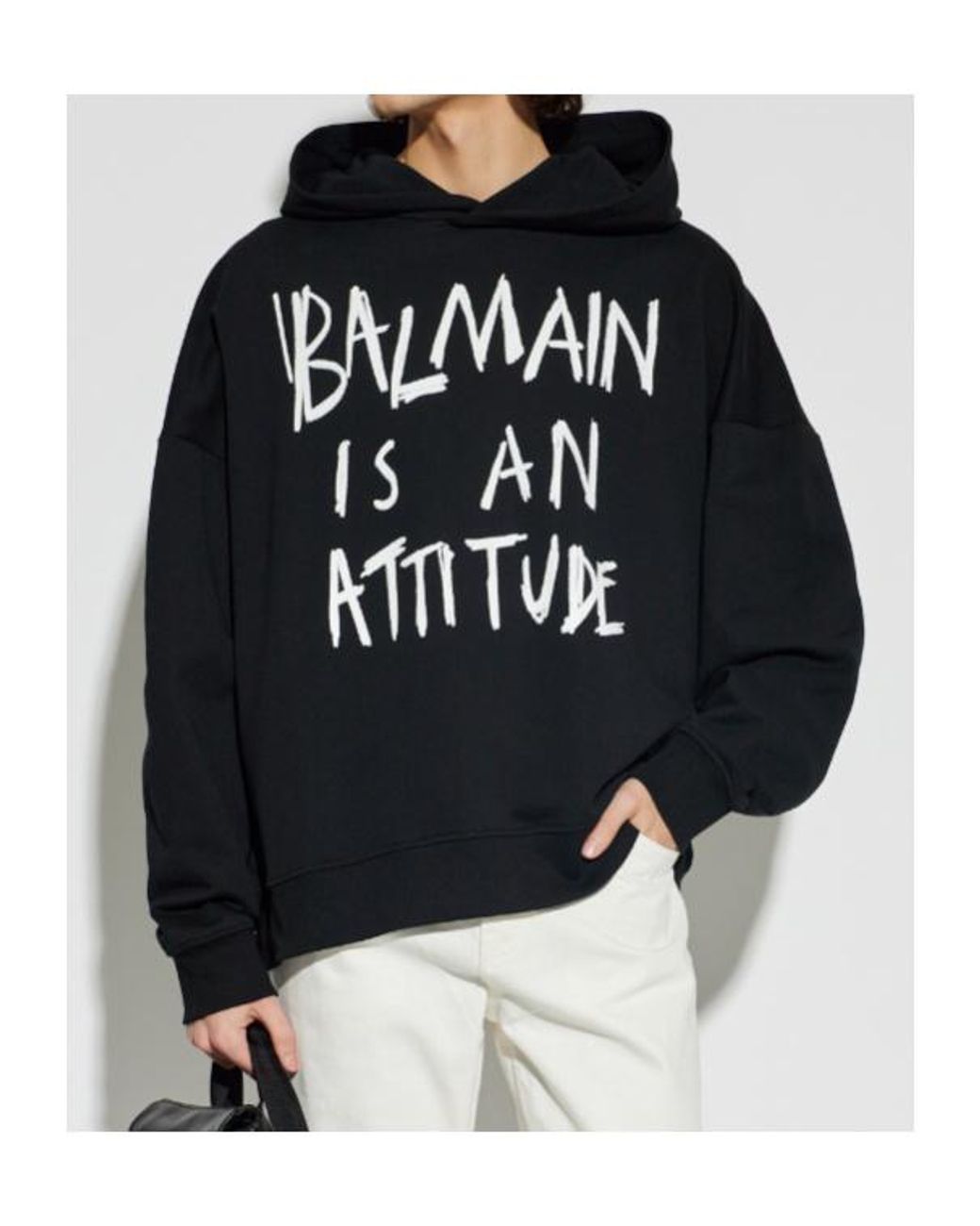 Balmain Black Sweatshirt With Printed Logo for men